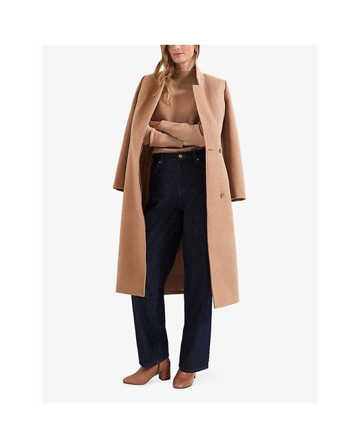 Phase Eight Brown Charlotte Tie-Belt Wool-Blend Coat