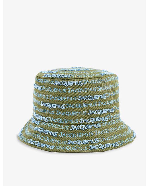 Jacquemus Green Le Bob Bordado Bead-embellished Cotton Bucket Hat for men