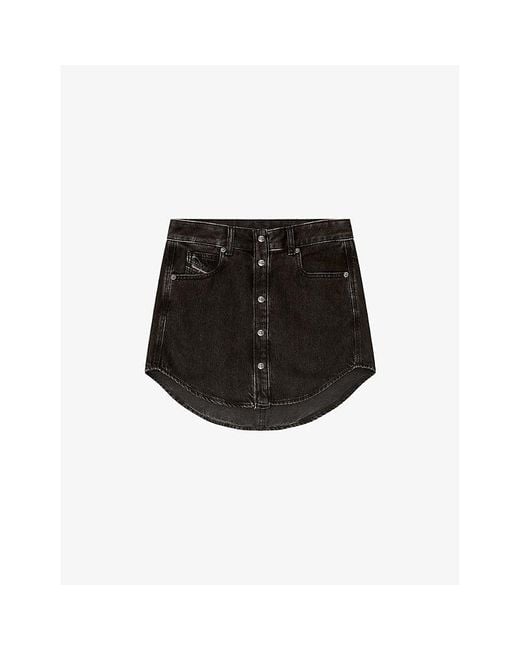 DIESEL Black De-Ard Button-Front Denim Mini Skirt