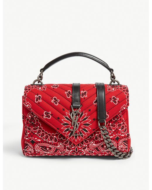 Saint Laurent Red Bandana Fabric Shoulder Bag
