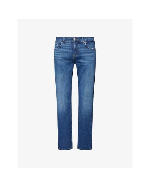 7 For All Mankind Blue Slimmy Luxe-Performance Denim Jeans for men
