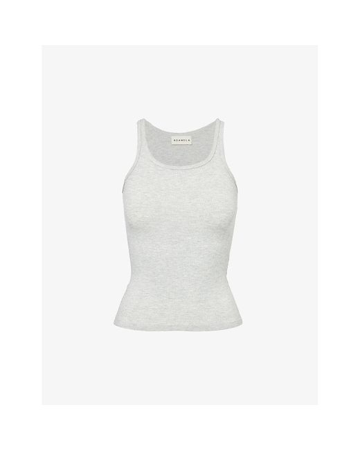 ADANOLA White Scoop-neck Ribbed Stretch-woven Top X