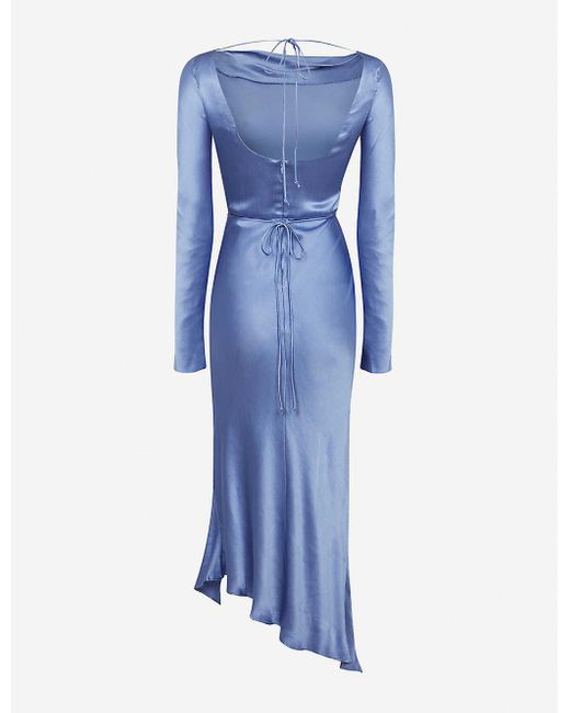 Bec & Bridge Blue Delphine Long-sleeve Woven Midi Dress