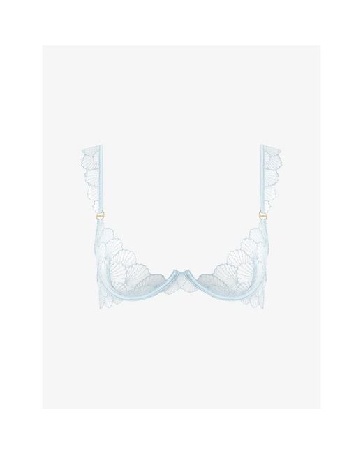 Bluebella White Vermont Wired Sheer Embroidered-Lace Bra