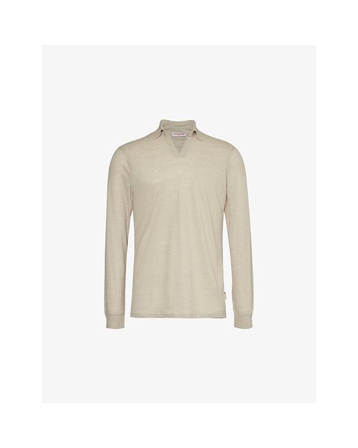 Orlebar Brown Natural Felix Long-sleeved Linen Polo Shirt for men