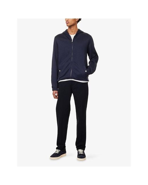Eleventy Blue Relaxed-Fit Zip-Up Cotton-Jersey Hoody for men
