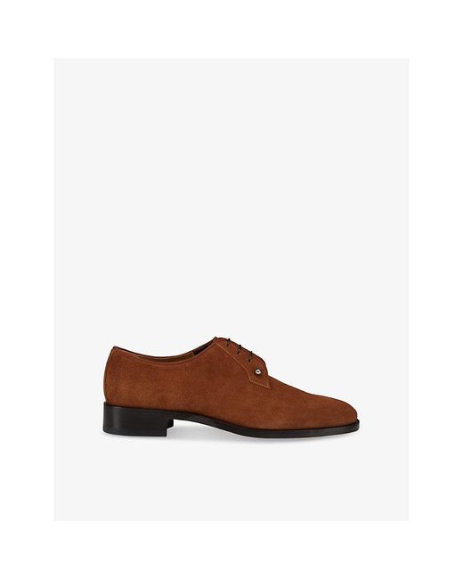 Christian Louboutin Brown Chambeliss Suede Derby Shoes for men