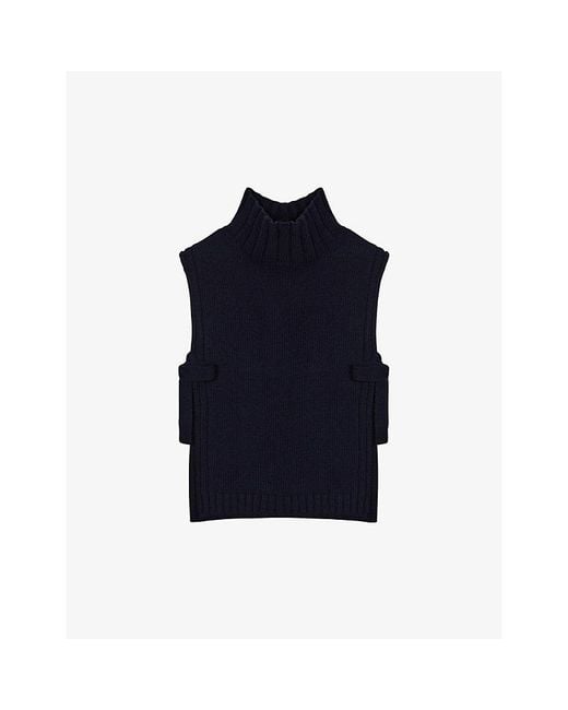 Soeur Blue Or Tie-Detail Wool-Blend Jumper
