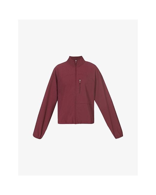 Sweaty Betty Red Training Funnel-Neck Stretch-Woven Shell Jacket
