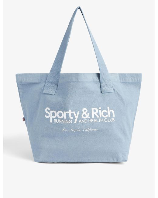 Sporty & Rich Club Logo-print Cotton Tote Bag in Soft Blue (Blue) - Lyst