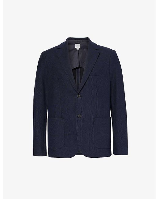Sunspel Blue Notch-lapel Single-breasted Cotton-jersey Blazer for men
