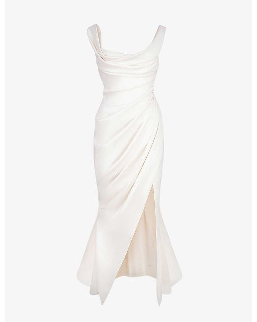 House Of Cb Delphine Sleeveless Satin Maxi Dress in White | Lyst