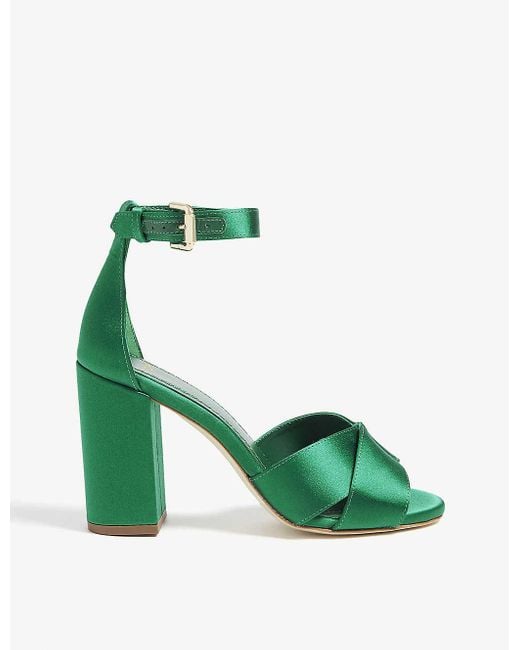 Maje Green Forigama Satin Heeled Sandals
