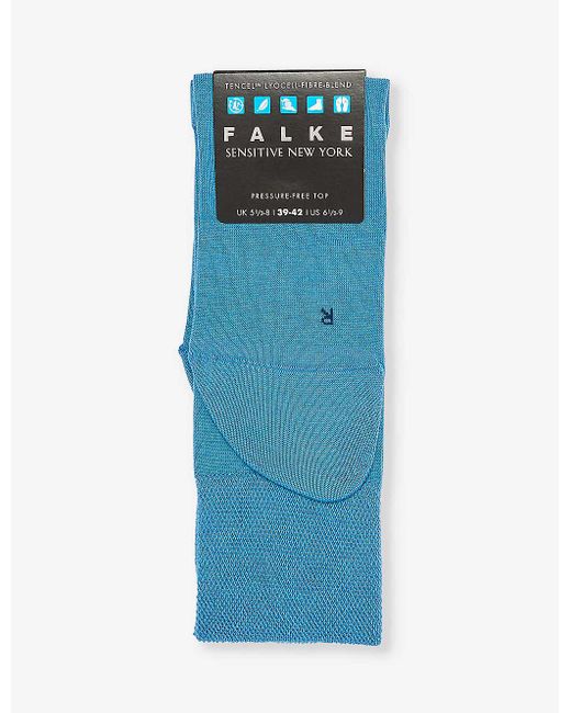 Falke Blue Utical Sensitive New York Logo-print Knitted Socks for men