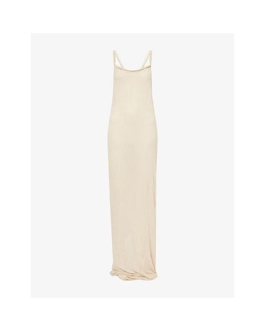 Rick Owens White Sleeveless Temple Jersey Maxi Dress