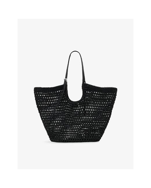 AllSaints Black Ara Knotted Leather Tote Bag