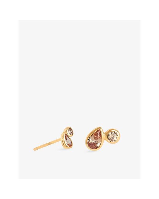 Astrid & Miyu Metallic Sunset Duo-Plated Sterling- And Cubic Zirconia Stud Earrings