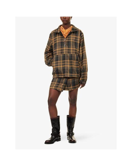 Heresy Brown Relaxed-Fit Check Woven Jacket
