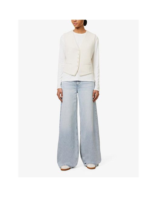 Rag & Bone Blue Sofie Wide-Leg High-Rise Denim-Blend Jeans