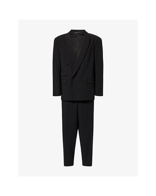 Giorgio Armani Black Single-Breasted Peak-Lapel Virgin-Wool Suit for men