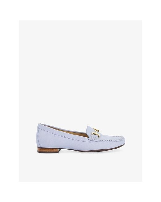 Dune White Glenniee Suede Snaffle Trim Loafers