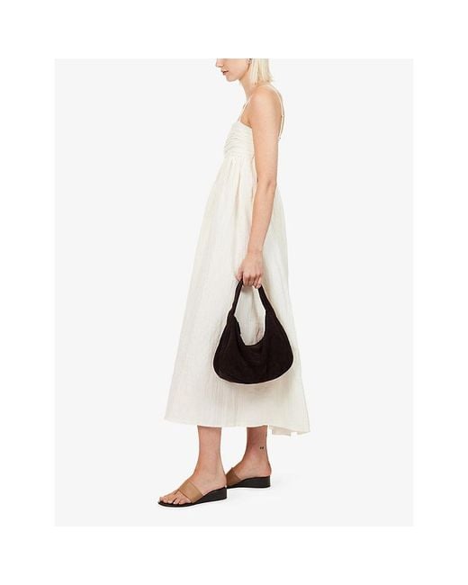 Dissh White Casey Crinkled Cotton-Blend Maxi Dress