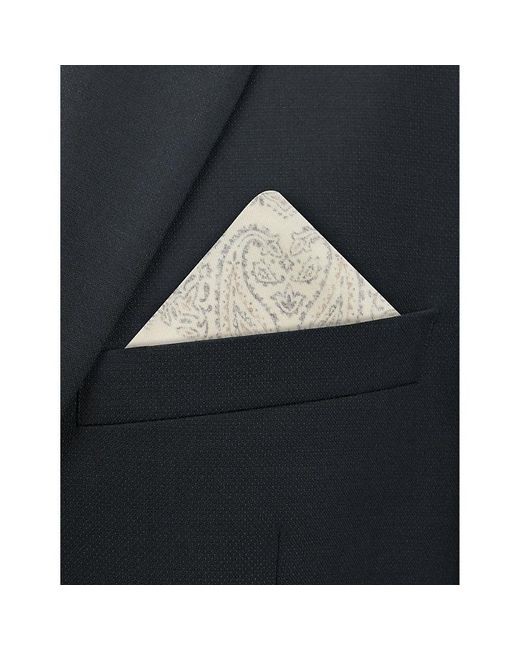 Eleventy Natural Abstract-print Rolled-hem Wool And Cotton-blend Pocket Square for men