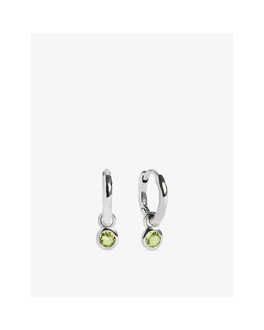 Monica Vinader Metallic August Birthstone Sterling- And Peridot Huggie Earrings
