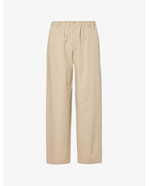 Gucci Natural Brand-embroidered Tapered-leg Relaxed-fit Cotton Trousers for men