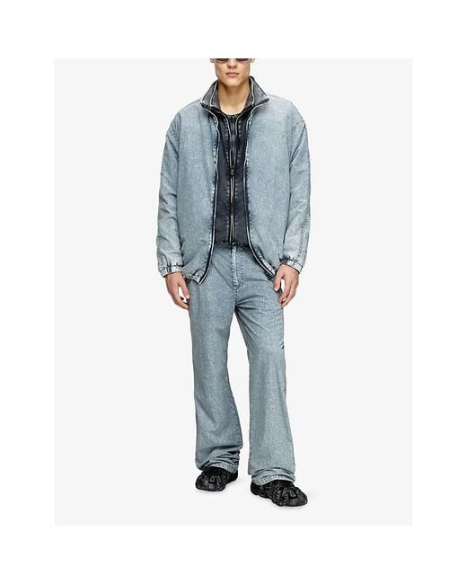 DIESEL Blue P-Hantik-Chino Denim-Effect Straight-Leg Woven Trousers for men