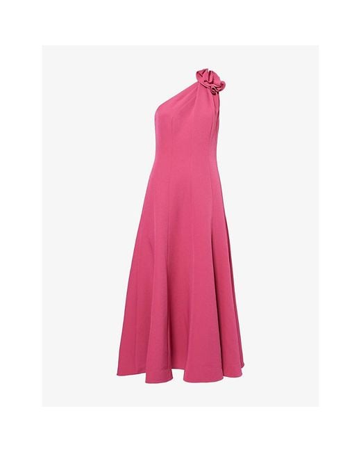 Roland Mouret Pink 3D-Flower Strapless Woven Gown