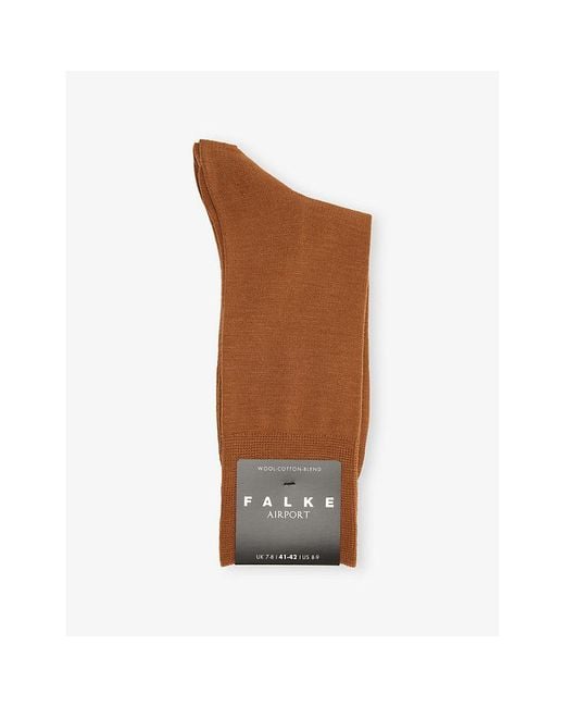 Falke Brown Airport Crew-Length Stretch-Cotton for men