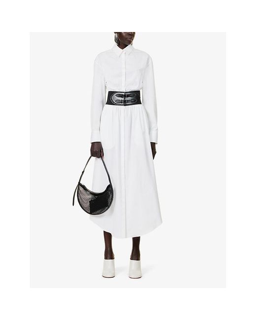 Alaïa White Belted Cotton Maxi Dress