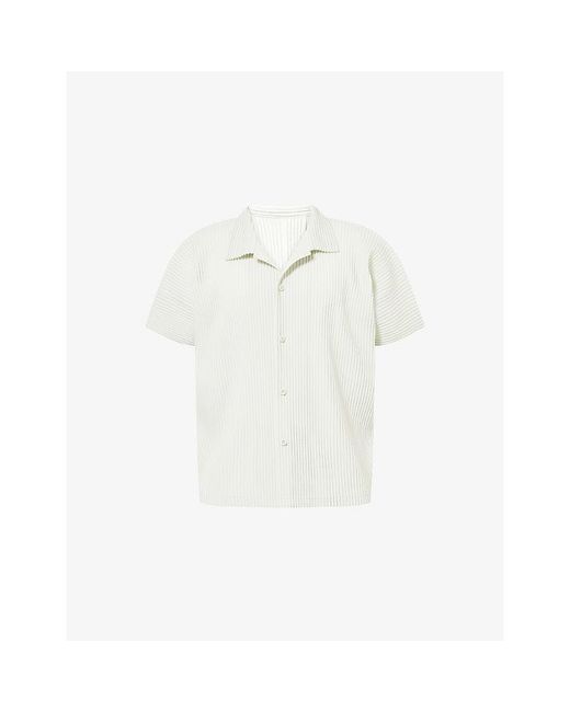 Homme Plissé Issey Miyake White Basics Pleated Knitted Shirt for men