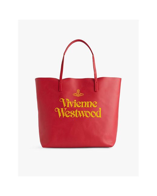 Vivienne Westwood Studio Shopper Leather Tote Bag in Red for