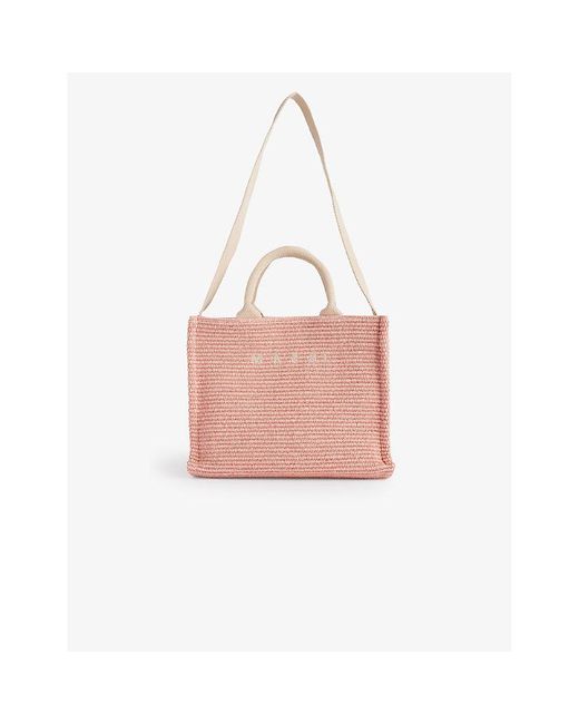 Marni Pink Brand-embroidered Cotton-blend Tote Bag