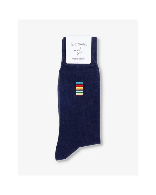 Paul Smith Blue Stripe-pattern Stretch-cotton Blend Socks for men