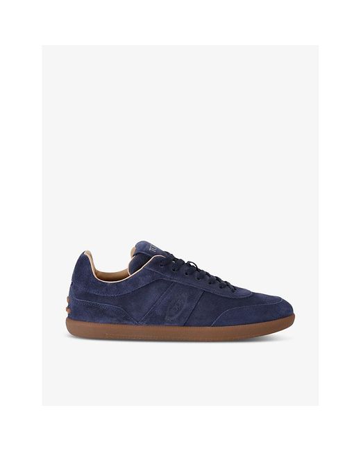 Tod's Blue Casseta Light Panelled Suede Low-Top Trainers for men