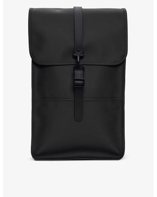 Rains Black Flap-front Waterproof Shell Backpack for men