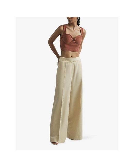 Reiss Brown X Atelier Farley Suede Bustier Top