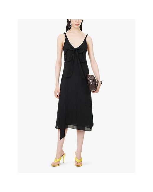 Acne Black Dowla Bow Silk Mini Dress