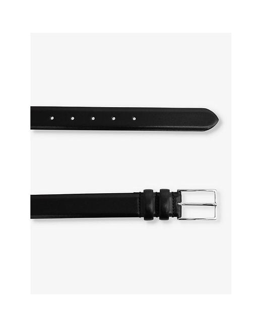 Reiss Black Dante Adjustable Leather Belt for men