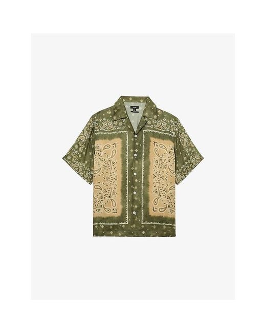 Reiss Green Vicente Paisley-Print Woven Shirt for men