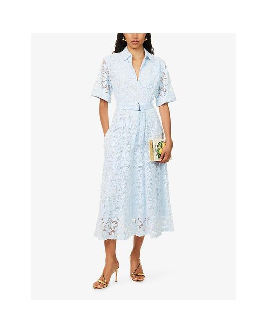 Jonathan Simkhai Blue Deanna Laced Cotton Midi Dress