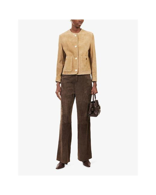 Arma Natural Sogno Round-Neck Suede Jacket