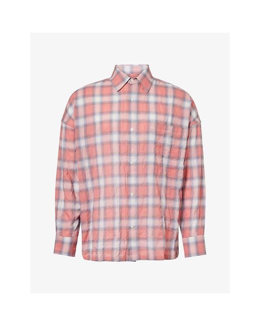 NAHMIAS Pink Checked Relaxed-Fit Cotton-Blend Shirt for men