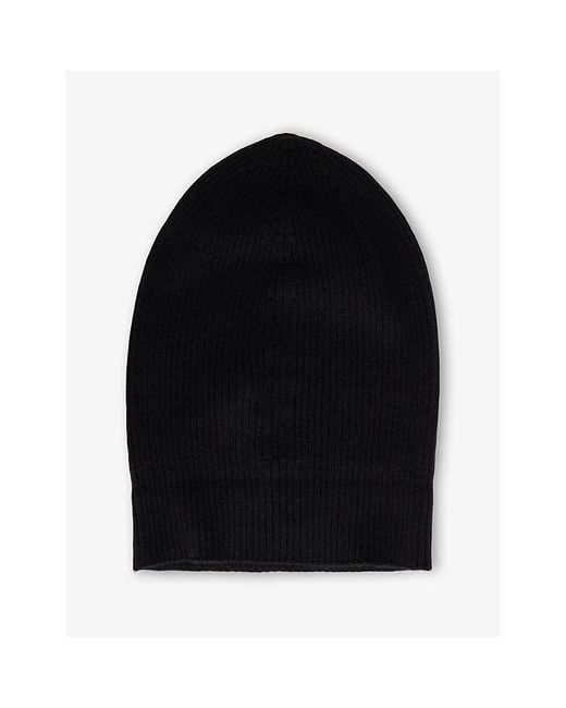 Rick Owens Black Ribbed Wool Beanie for men