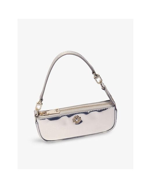 Maje White Sarah Mirrored Leather Clutch Bag