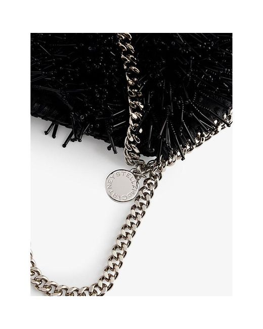Stella McCartney Black Falabella Mini Bead-embellished Satin Cross-body Bag