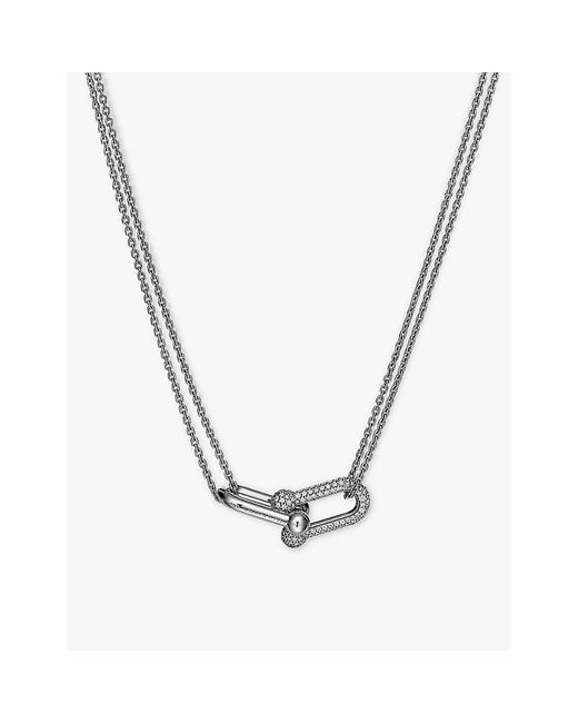 Tiffany & Co Metallic Tiffany Hardwear Double Link 18Ct- And 0.74 Pavé-Diamond Necklace